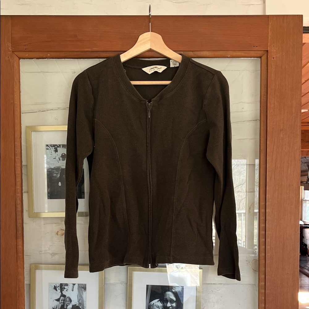 Olive Green Eddie Bauer Zip-Up Cardigan